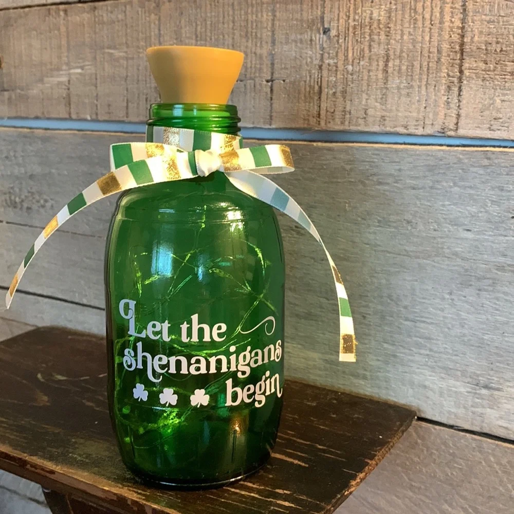 Playful Green Glass Bottle with Yellow Top